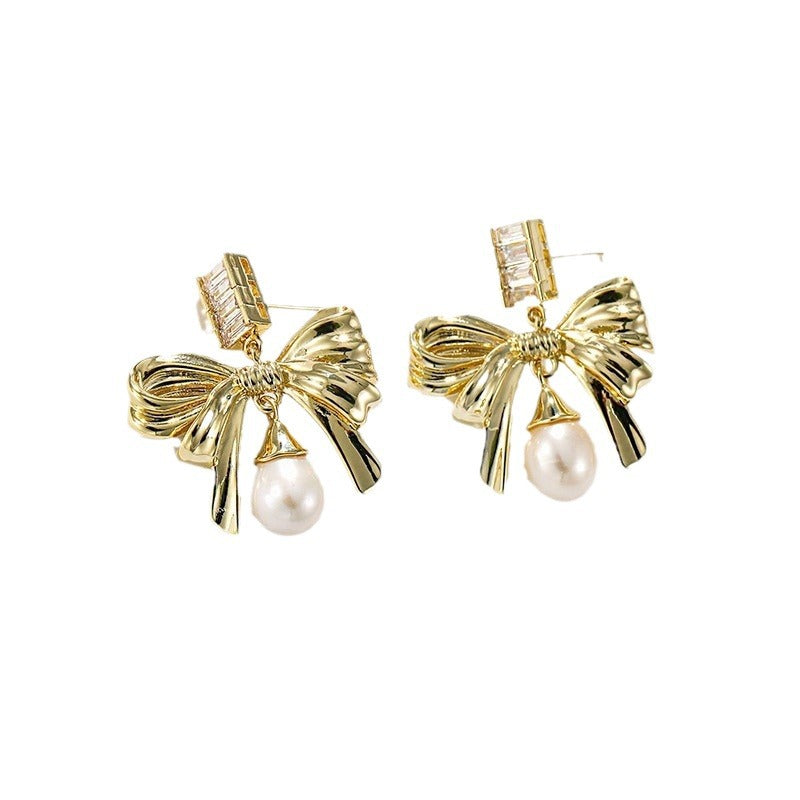Boucles d'oreilles Happy Bow en perles d'eau douce véritables