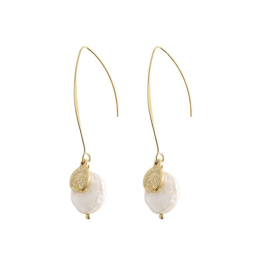 Genuine Baroque Pearl Coin Earrings