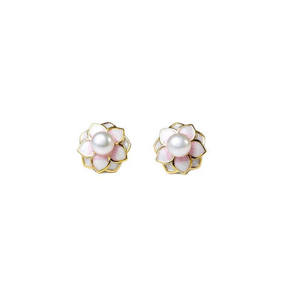 Genuine Freshwater Pearl S925 Silver Kikyo Flower Earrings
