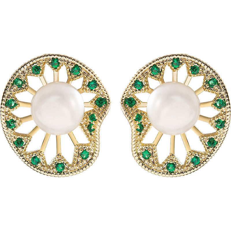 Boucles d'oreilles en perles d'eau douce véritables et feuilles de lotus
