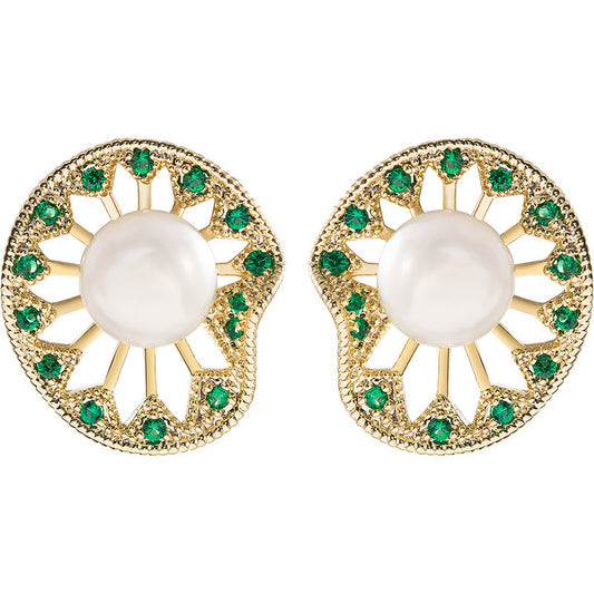 Genuine Freshwater Pearl Lotus Leaf Earrings
