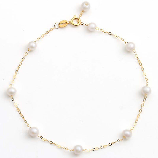 Solid 18K Gold Genuine Freshwater Gypsophila Bracelet