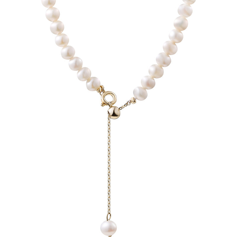 Freshwater Pearls Y-Shaped Brass Tassel Necklace – Elegant Drop Design