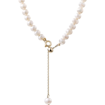 Freshwater Pearls Y-Shaped Brass Tassel Necklace – Elegant Drop Design