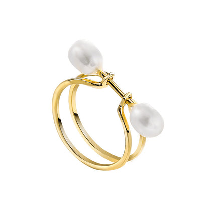 Genuine Freshwater Pearl Knot Ring