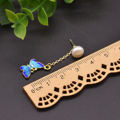 Genuine Freshwater Baroque Pearl Blue Butterfly Earrings (Limited Edition)
