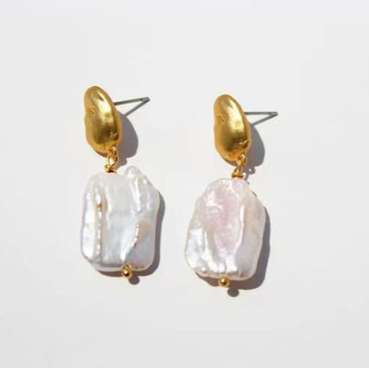 Genuine Freshwater Baroque Pearl Emma Earrings