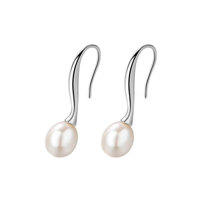 Boucles d'oreilles œil de mer en argent massif S925 avec véritable perle d'eau douce