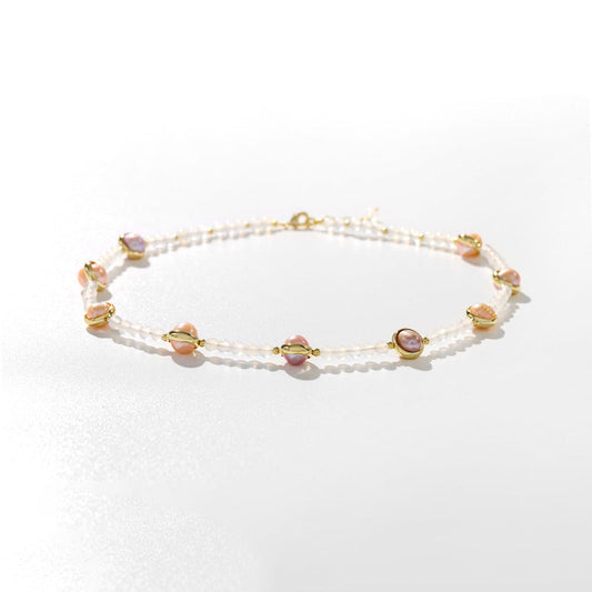 Collar de Saturno con Perlas de Agua Dulce Genuinas