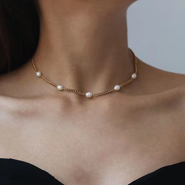 Collar Morning Dew con auténtica perla de agua dulce