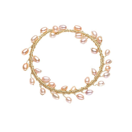 Bracelet branche d'olivier en argent massif S925 avec perles d'eau douce véritables