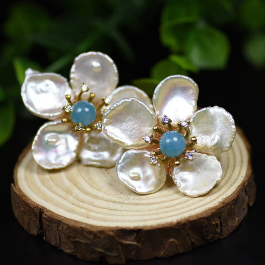 Genuine Freshwater Pearl Morning Flowers Earrings