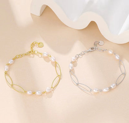 Bracelet boucle Dream en argent massif S925 avec véritable perle d'eau douce