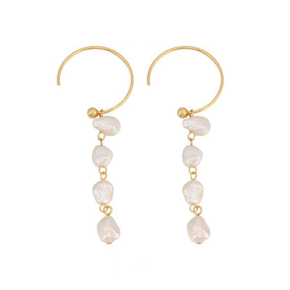 Boucles d'oreilles rosée en argent massif S925 avec véritable perle baroque