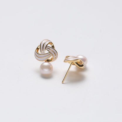 Pendientes Bliss de plata maciza S925 con auténtica perla de agua dulce