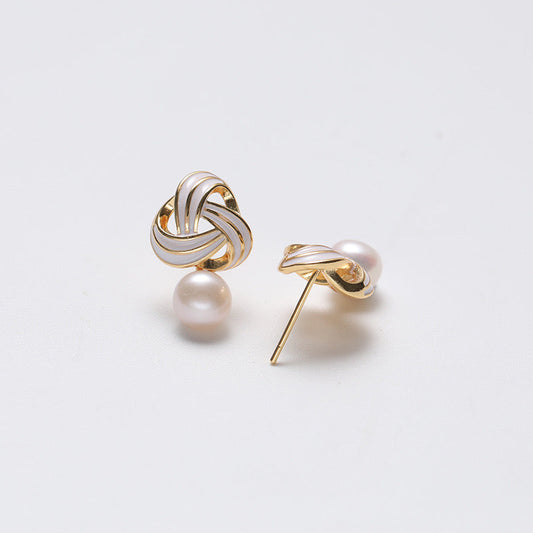 Boucles d'oreilles Bliss en argent massif S925 avec véritable perle d'eau douce