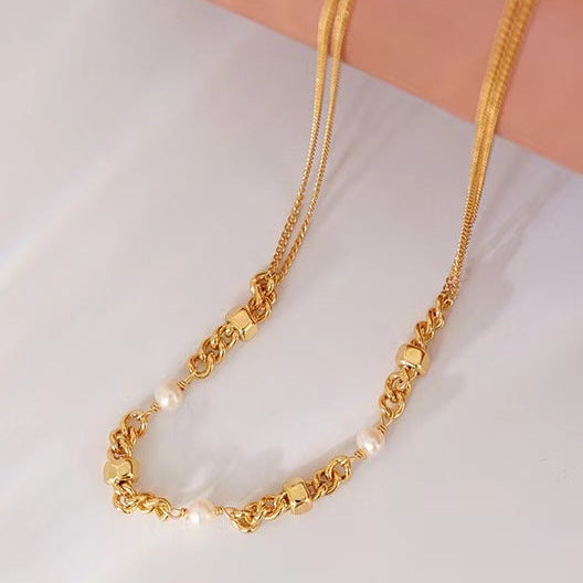 Collar de sirena con auténtica perla barroca de agua dulce