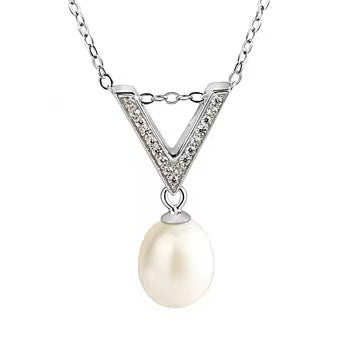 Conjunto de plata maciza S925 con auténtica perla de agua dulce