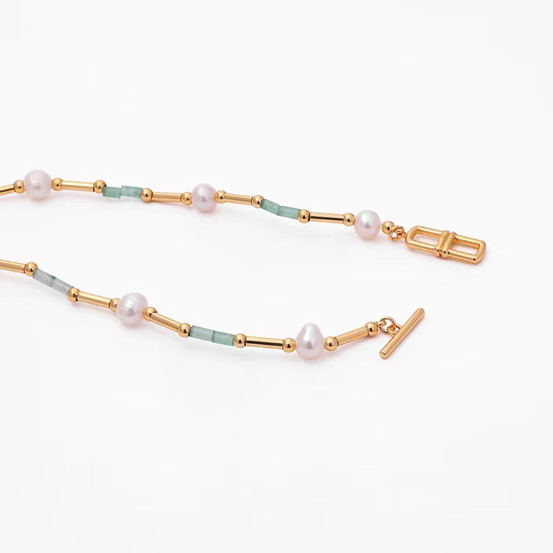 Collar de perlas de agua dulce naturales auténticas con forma de serpentina