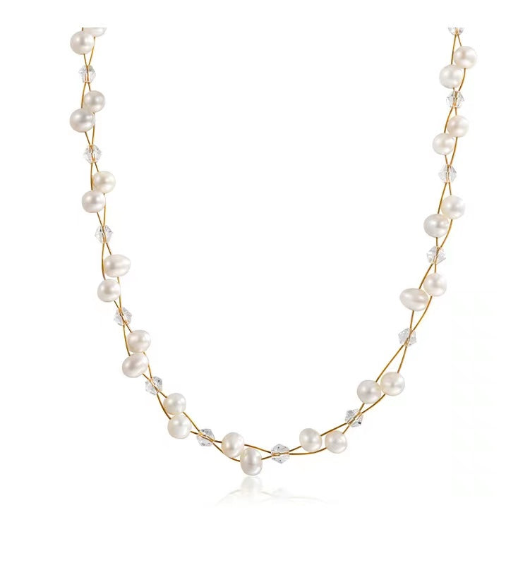 Collar de perlas de agua dulce genuinas de Marlais