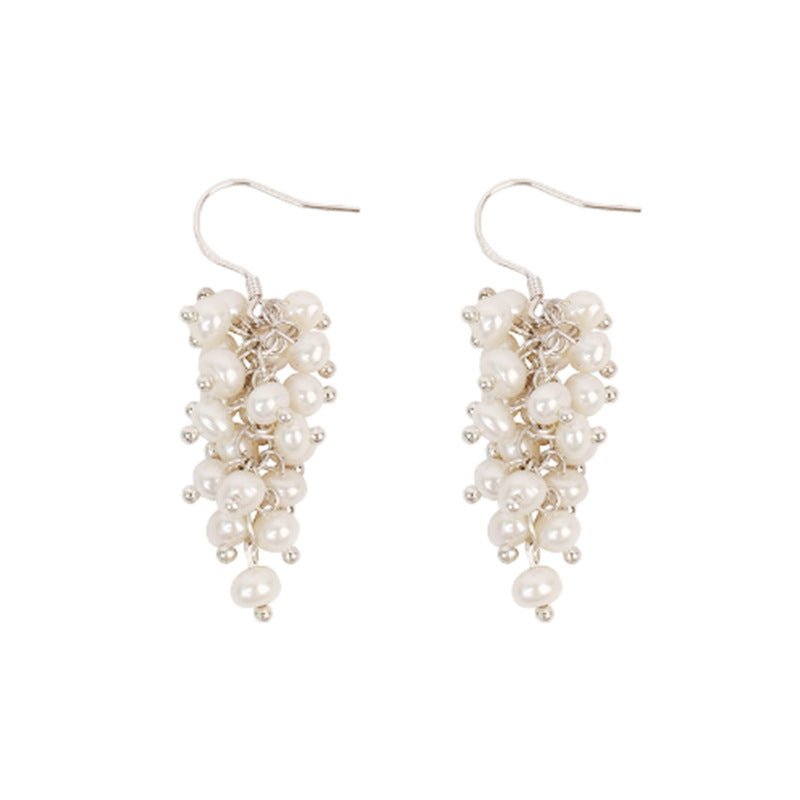Boucles d'oreilles raisin en perles baroques d'eau douce véritables