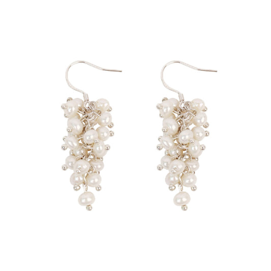 S925 Silver Genuine Freshwater Baroque Pearl Grape Earrings