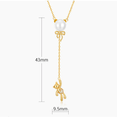 Genuine Natural Freshwater Pearl Cute Bear Balloon Necklace