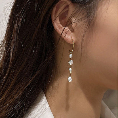 Boucles d'oreilles rosée en argent massif S925 avec véritable perle baroque