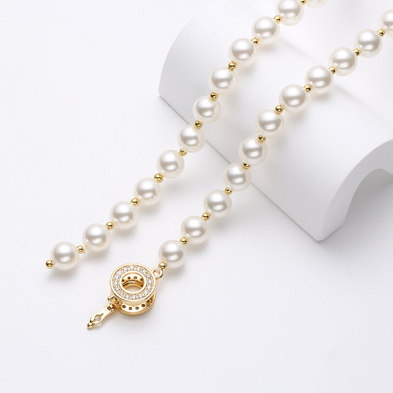 Collier en argent massif S925 avec véritable perle d'eau douce et turquoise