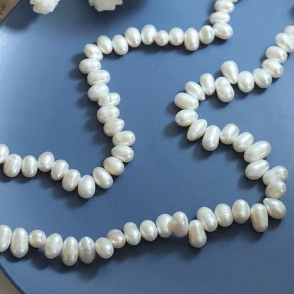 Genuine Freshwater Pearl Titanium Steel Rice Necklace