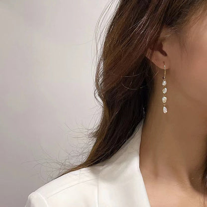 Boucles d'oreilles rosée en argent massif S925 avec véritable perle baroque