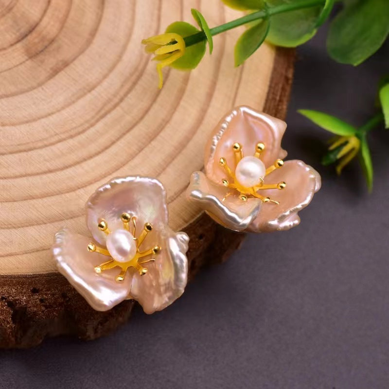 Genuine Freshwater Pearl Floral Element Earrings