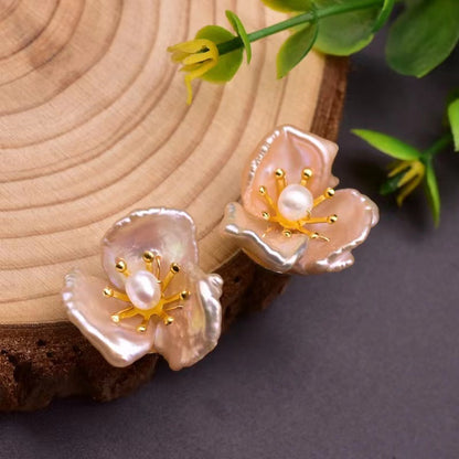 Genuine Freshwater Pearl Floral Element Earrings
