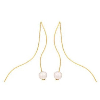 Boucles d'oreilles profilées en argent massif S925 avec véritable perle d'eau douce