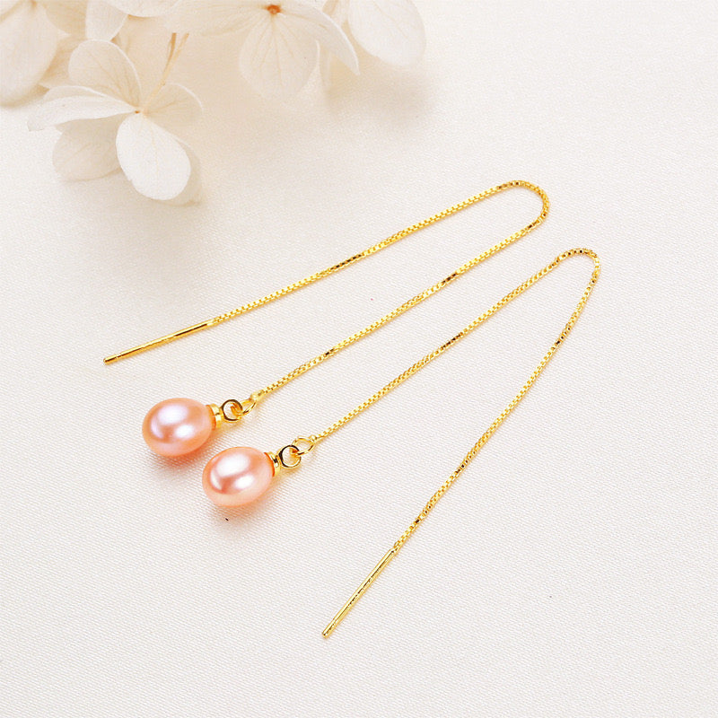 Boucles d'oreilles Judy en laiton plaqué or 18 carats et véritables perles d'eau douce
