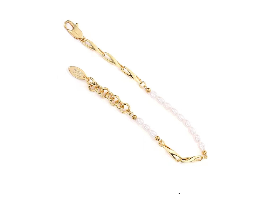 Pulsera de promesa de perla de agua dulce genuina