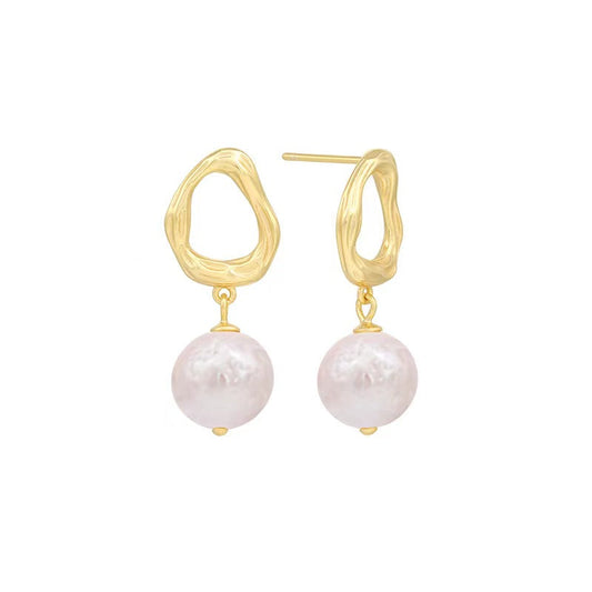 Boucles d'oreilles en argent massif S925 avec perles d'eau douce véritables et gouttes d'eau