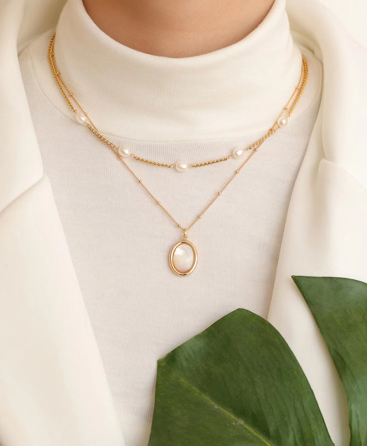 Collar Morning Dew con auténtica perla de agua dulce