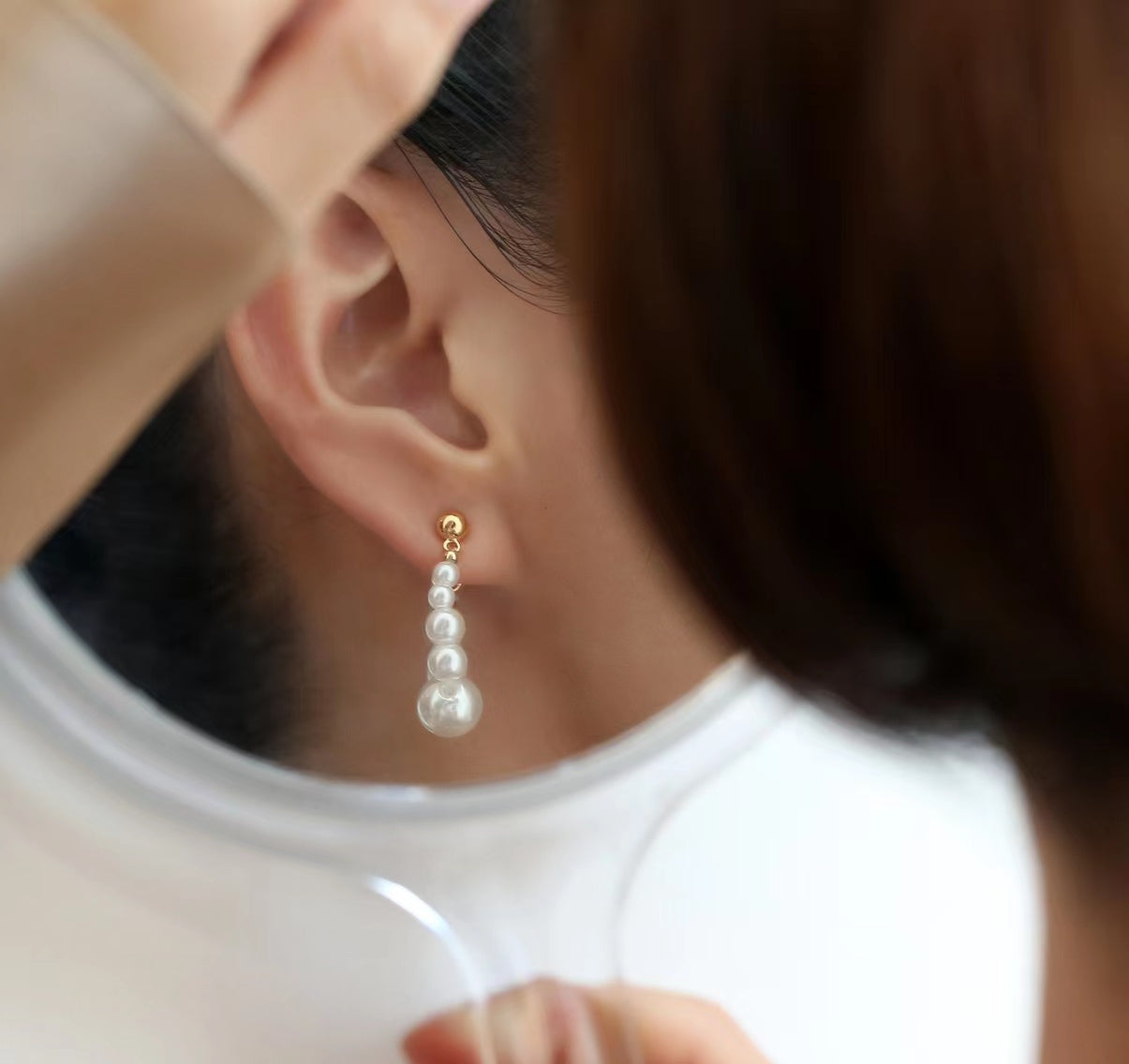 Boucles d'oreilles Lydia en véritables perles d'eau douce