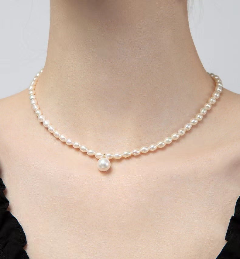 Collar de corazón puro con perlas de agua dulce genuinas