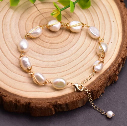 Pulsera Gaia de auténtica perla barroca de agua dulce (edición limitada)