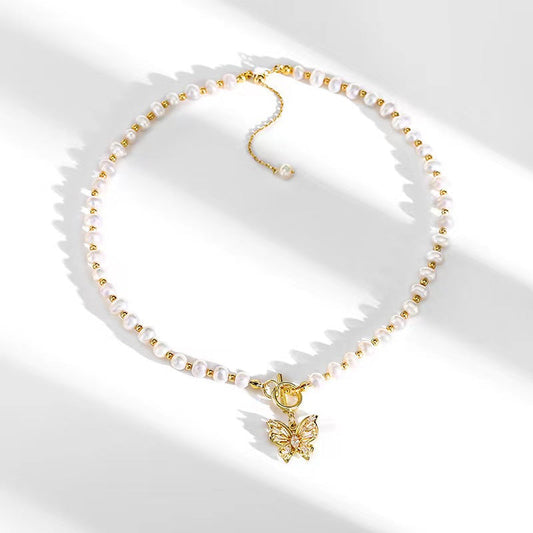 Genuine Freshwater Pearl Butterfly Necklace
