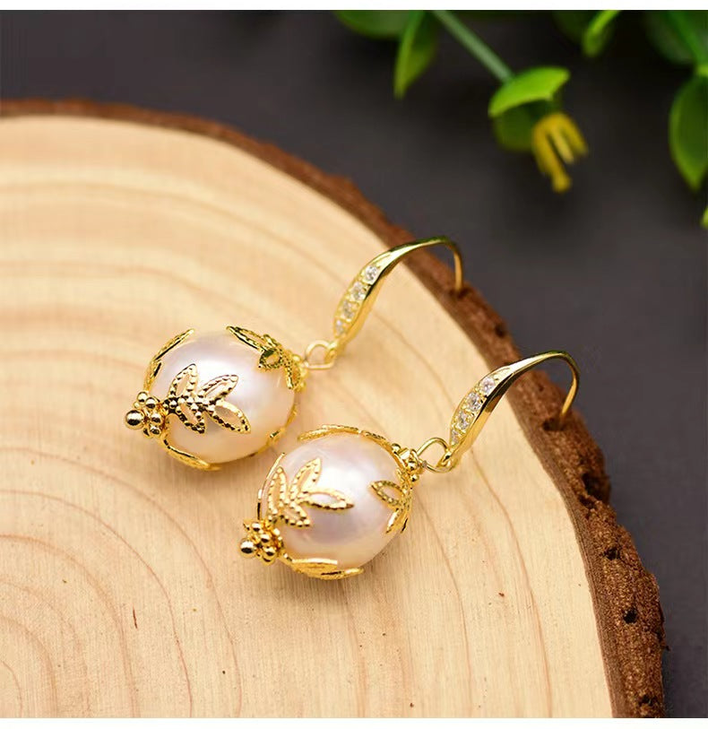 Boucles d'oreilles Borough en perles d'eau douce baroques véritables