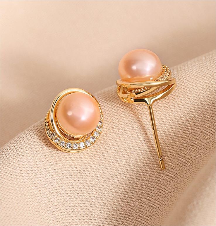 Boucles d'oreilles pêche en perles d'eau douce véritables