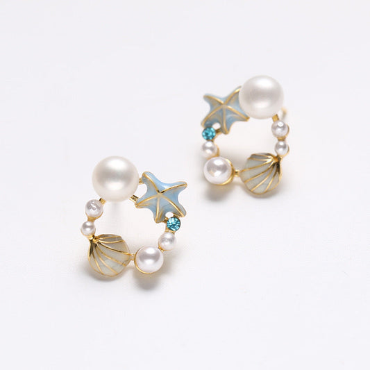 Boucles d'oreilles Ocean Zing en argent massif S925 et véritables perles d'eau douce