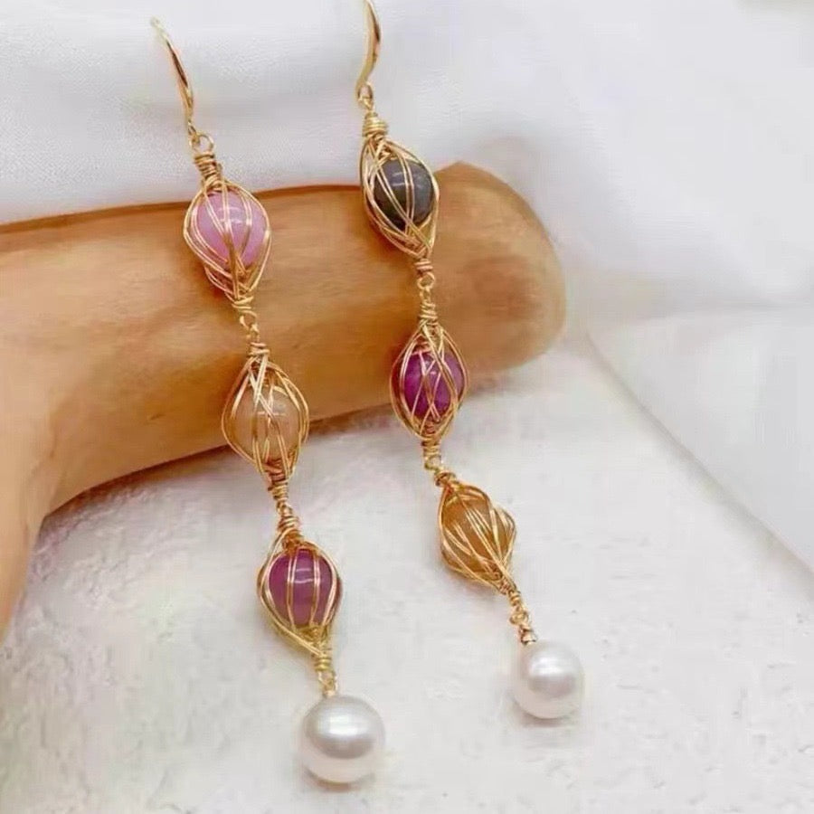Pendientes Happy Candy de perla de agua dulce genuina