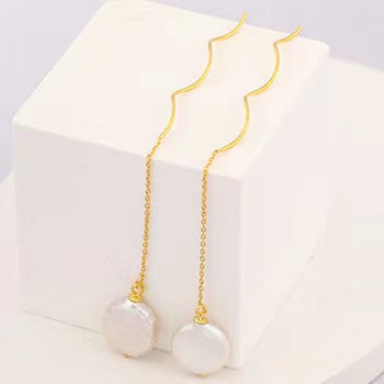 Boucles d'oreilles en argent massif S925 avec perles baroques authentiques et orgue grec