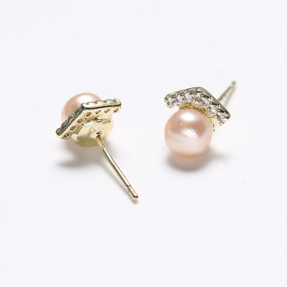 Boucles d'oreilles Smile en argent massif S925 avec perles d'eau douce véritables