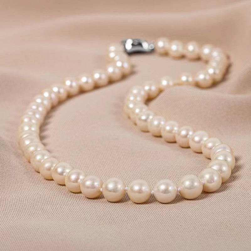 Collier en perles d'eau douce véritables gingko - Perles d'eau douce de 8 à 9 mm
