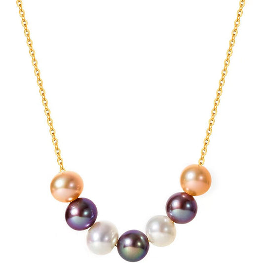 Collar arcoíris de perlas de agua dulce auténticas